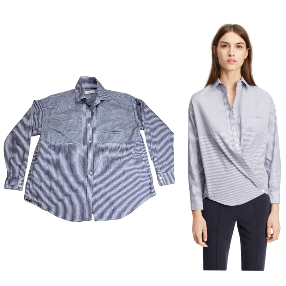 Vince Blue Striped Button Down Shirt